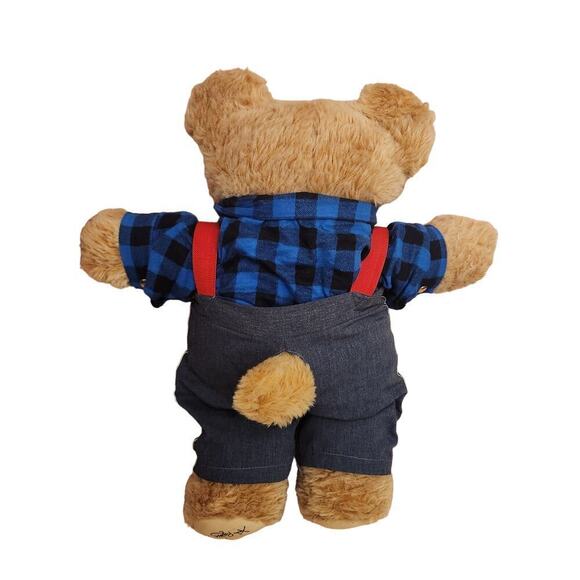 XAVIER ROBERTS Vintage 1986 FURSKINS 
23" STUFFED BEAR Plaid Denim Collectible - Picture 3 of 7